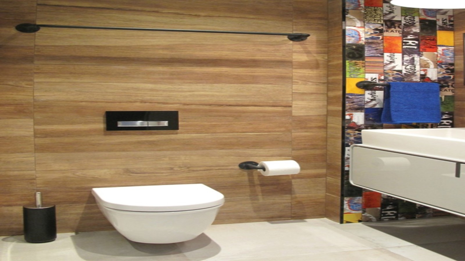 Geberit in-wall system in skateboard themed bathroom