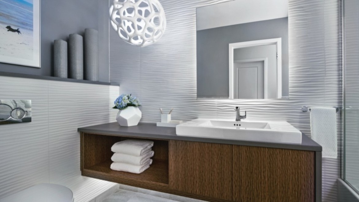 Combination guest bathroom and powder room designed by Tanya Woods, AKBD, designer Combination guest bathroom and powder room designed by Tanya Woods, AKBD, designer