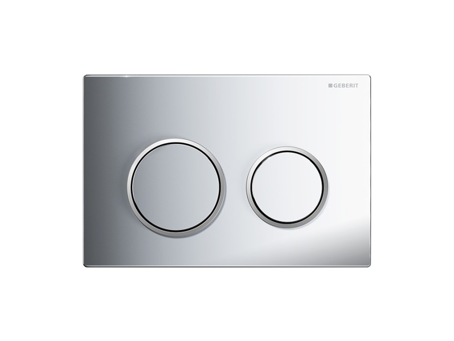 Omega20 round flush plate in polished chrome with matte chrome accent