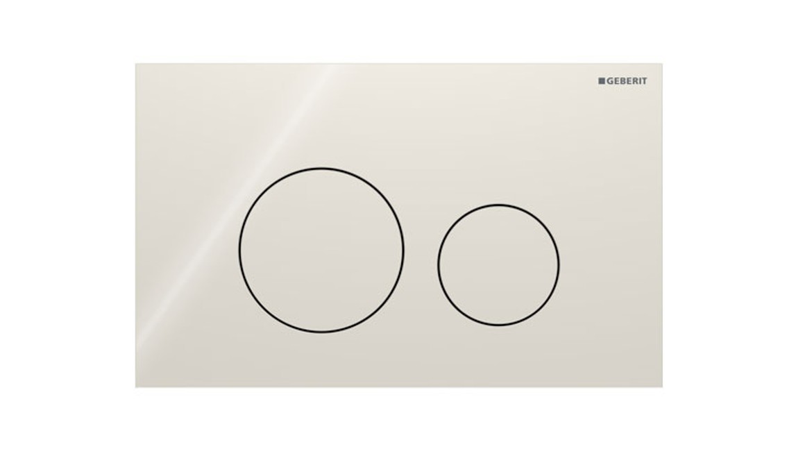 Sigma40 Round flush actuator plate in sand grey glass Sigma40 Round flush actuator plate in sand grey glass