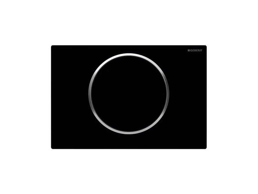 Sigma10 Round flush plate in black with polished chrome accent