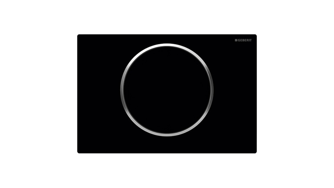 Sigma10 flush plate in black with chrome accent Sigma10 flush plate in black with chrome accent