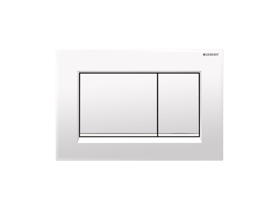 Sigma20 Square dual flush plate in gloss white with matte white accent Sigma20 Square dual flush plate in gloss white with matte white accent