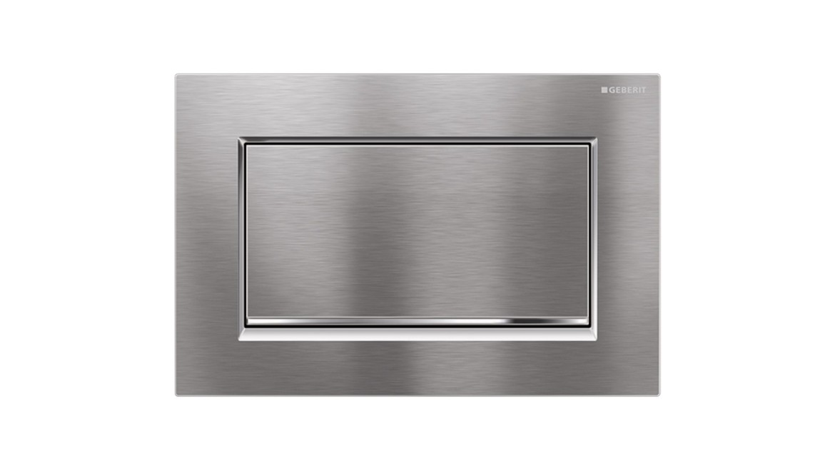 Sigma30 single flush plate in polished chrome with brushed chrome accent Sigma30 single flush plate in polished chrome with brushed chrome accent