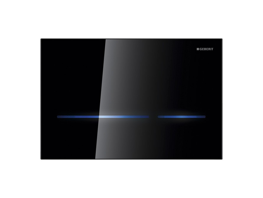 Sigma80 flush plate in black glass with blue LEDs Sigma80 flush plate in black glass with blue LEDs