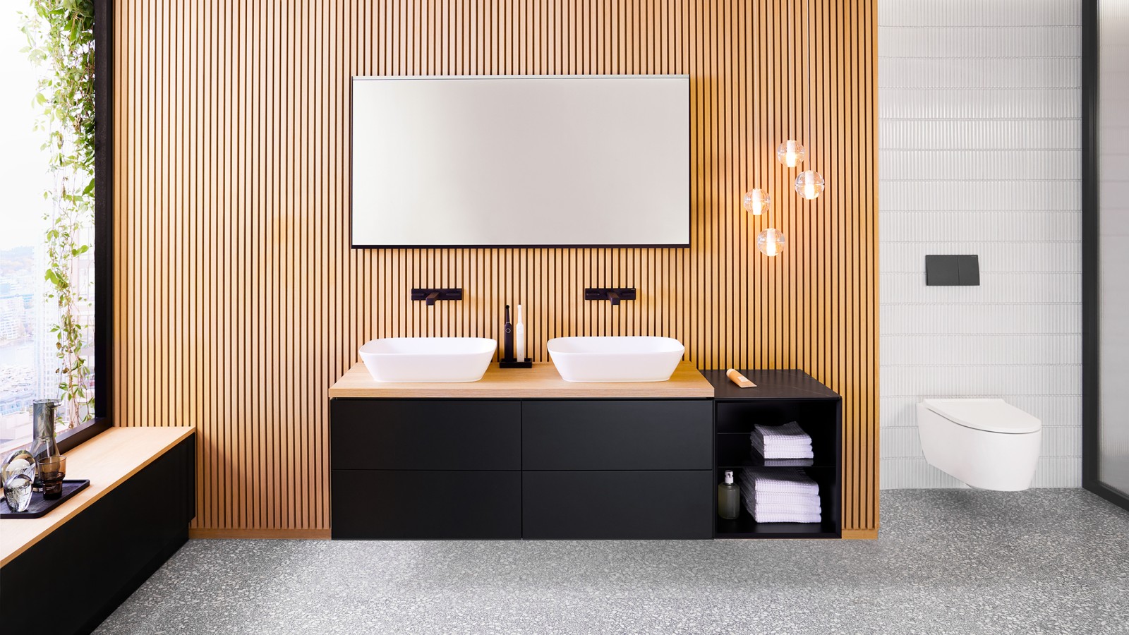 Modern bathroom with wall-hung fixtures