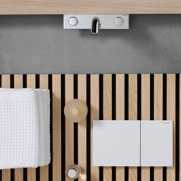 Mood board with Geberit Sigma70 actuator plate Mood board with Geberit Sigma70 actuator plate
