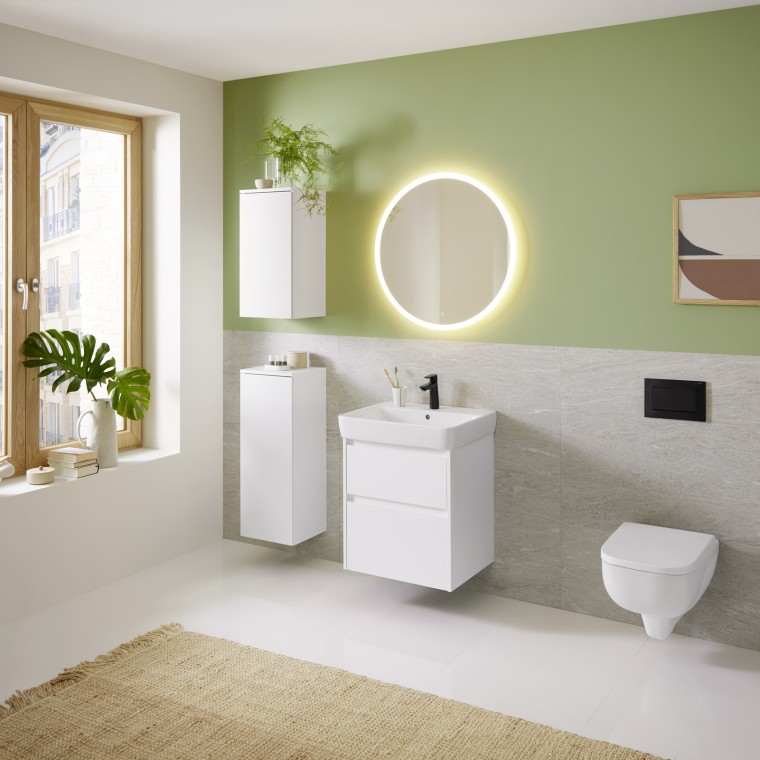 Bathroom with products from the Geberit bathroom series