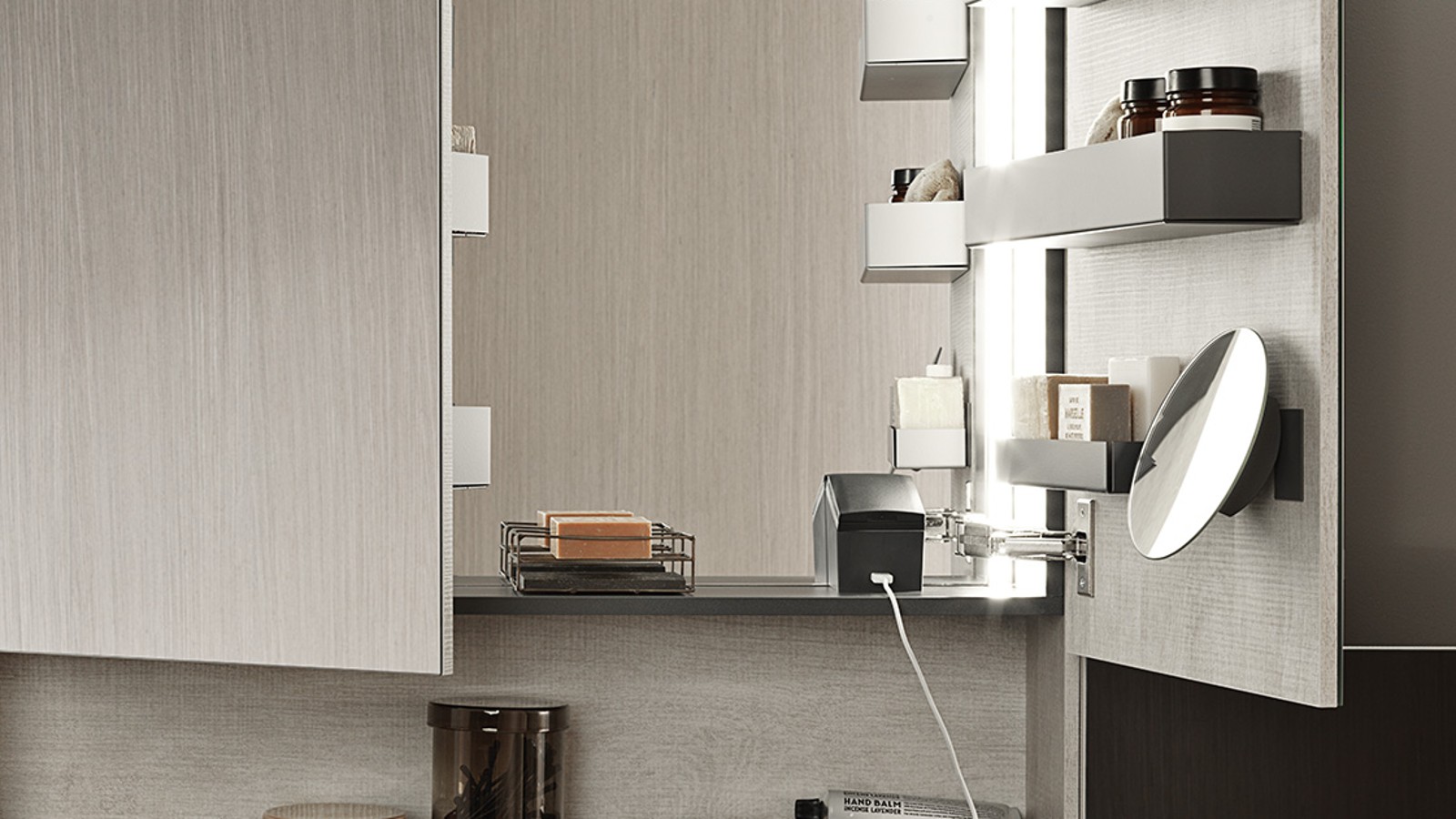 Mirrored bathroom cabinet