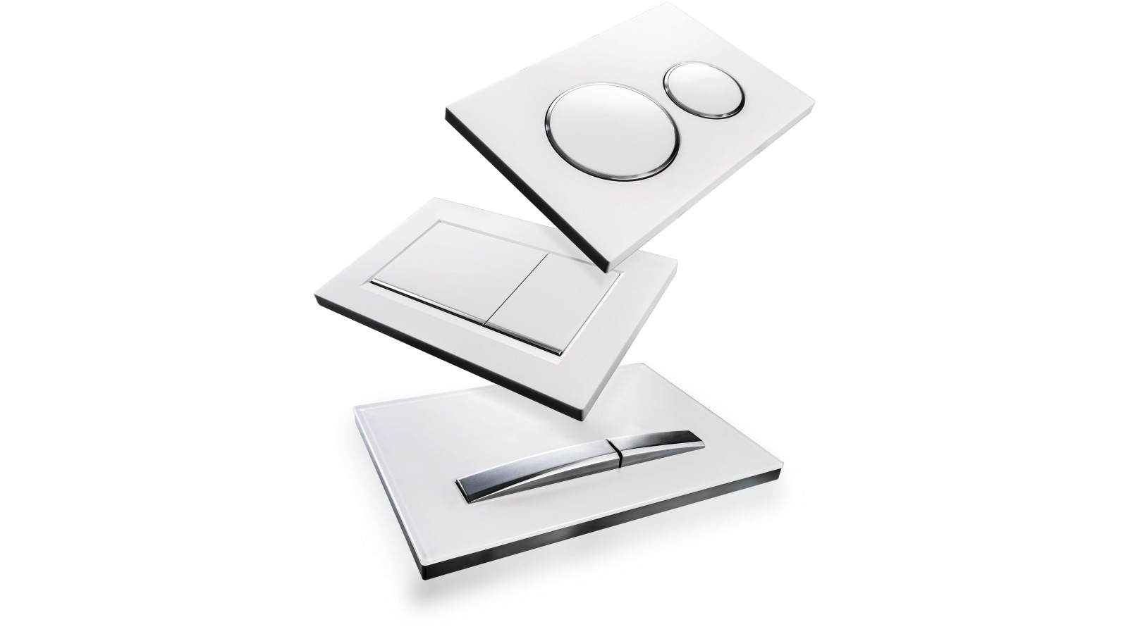 White Geberit Sigma flush plates in various designs