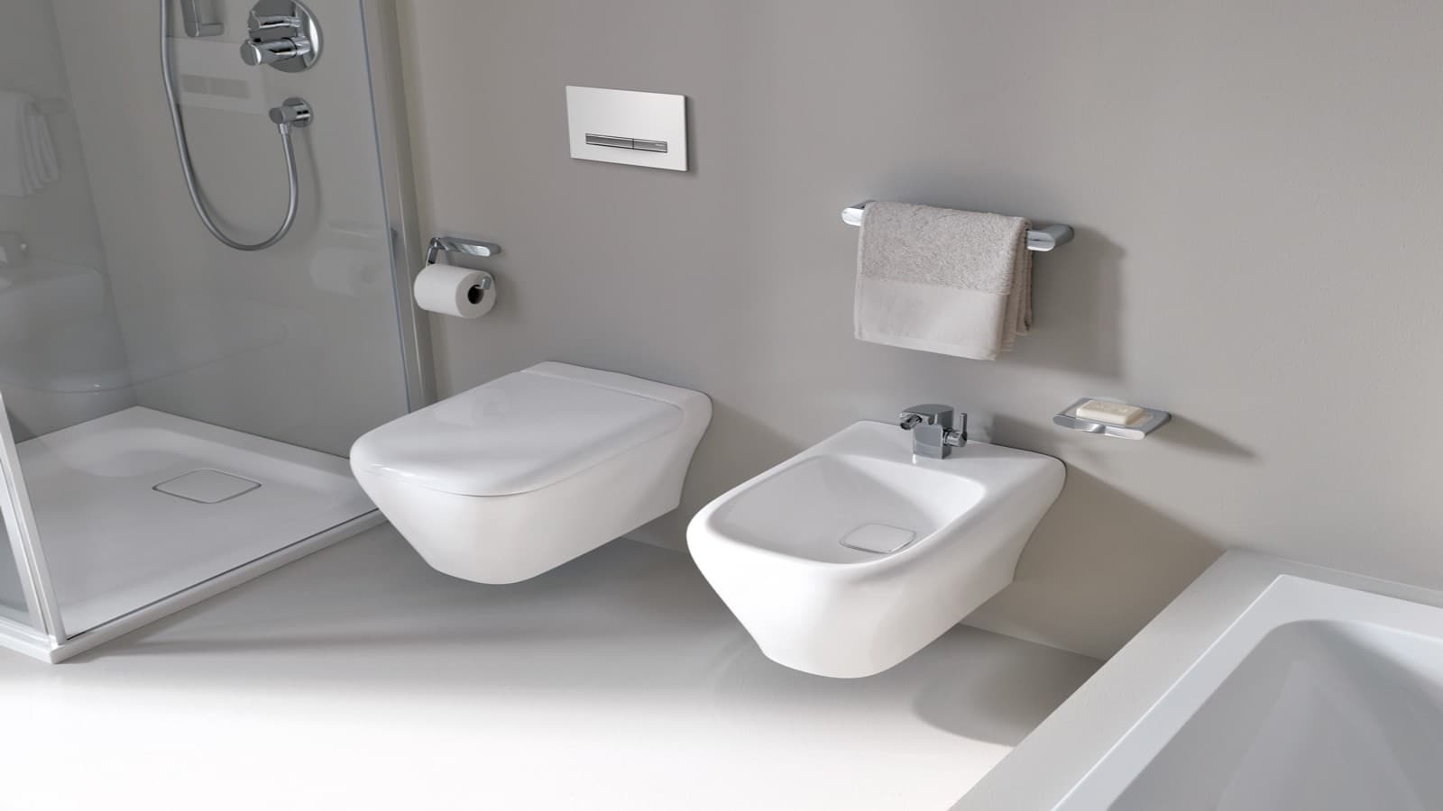Geberit in-wall toilet and bidet systems with Sigma50 flush plate Geberit in-wall toilet and bidet systems with Sigma50 flush plate