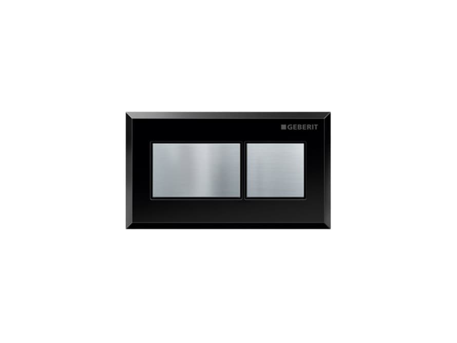 Rectangular remote flush button in black with chrome buttons Rectangular remote flush button in black with chrome buttons