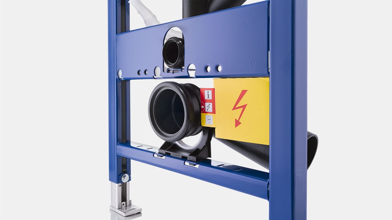 Detailed, up-close image of a Geberit in-wall system for wall-hung toilet Detailed, up-close image of a Geberit in-wall system for wall-hung toilet