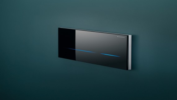 Sigma80 flush plate on green wall Sigma80 flush plate on green wall